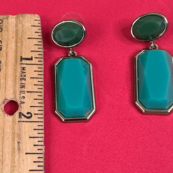 Kate Spade New York Big Green Dangle Earrings Lightweight 2" - Picture 2 of 4